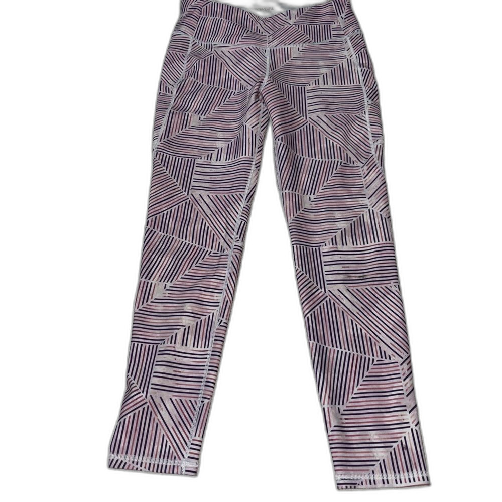 Calia by Carrie Underwood Energize Printed 7/8th Multi Stripe Eggplant Size M - Picture 3 of 9